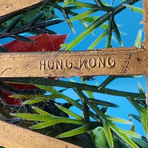 Merry Christmas Tree Snowman Flocked Poinsettia 1970s Kitsch Plastic Hong Kong - Picture 3 of 10